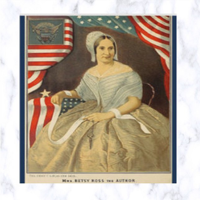 Betsy Ross Flag und Siegel Postkarte (Von Creator hochgeladen)