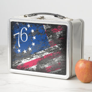 Betsy Ross Flagge 1776 Patriotisches 4. Juli Metall Brotdose