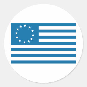 Betsy Ross Flagge - Blau Runder Aufkleber