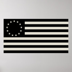 Betsy Ross Flagge Schwarz: Amerikanische Sterne Kr Poster