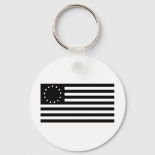 Betsy Ross Flagge, schwarze Linienkunst Schlüsselanhänger