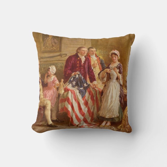 Betsy Ross Nähen der amerikanischen Flag Pillow Kissen (Vorderseite)