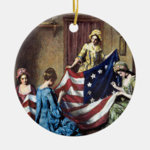 Betsy Ross Nähen der amerikanischen Flagge Keramik Ornament