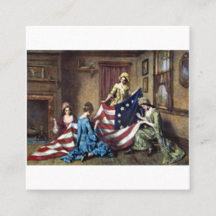 Betsy Ross näht die amerikanische Flagge Quadratische Visitenkarte