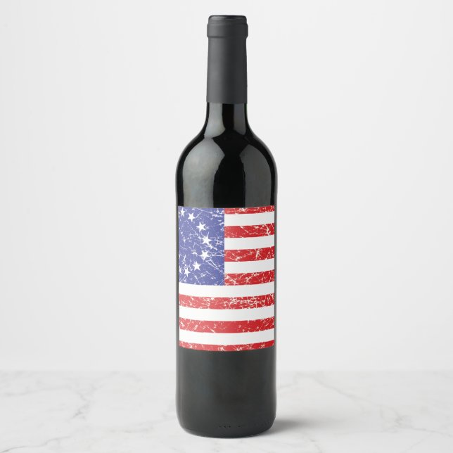 Betsy Ross Original USA Flag Weinetikett (Vorderseite)