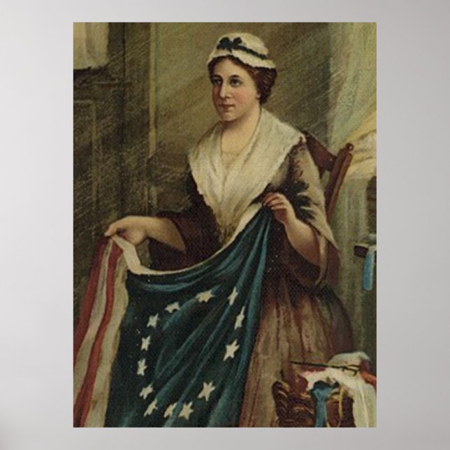 Betsy Ross Sewing the First American Flag  Poster (Vorne)