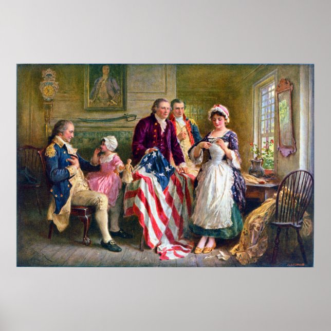 Betsy Ross und die US Flagge 1777 Poster (Vorne)