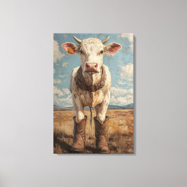Betsy the Cowboy Boots Rustikales Bauernhaus Kunst Leinwanddruck