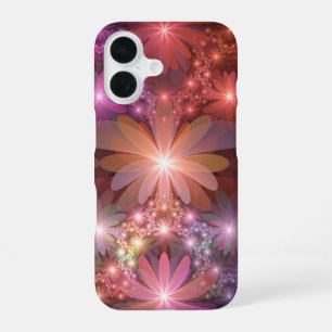 Bett aus Blumen Bunt Glänzende Abstrakte Fraktal K iPhone 16 Hülle