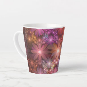 Bett aus Blumen Bunte Glänzende Abstrakte Fraktal- Milchtasse