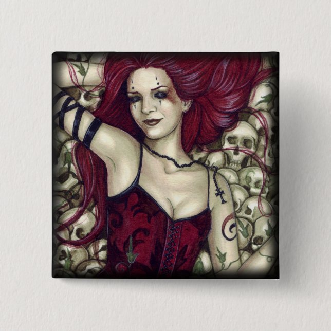 Bett des Schädelknopfes Button (Vorderseite)