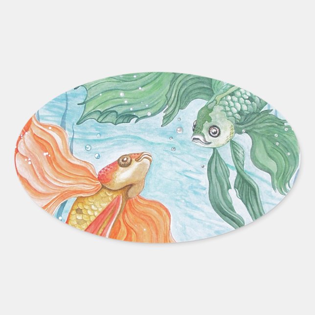 Betta Dance Ovaler Aufkleber (Vorderseite)