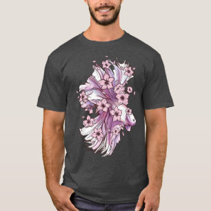 Betta-Fisch mit siamesischem Kampffisch und Sakura T-Shirt