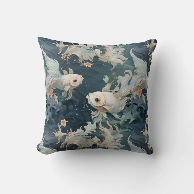 Betta Fish Blue White Kissen (Vorderseite)