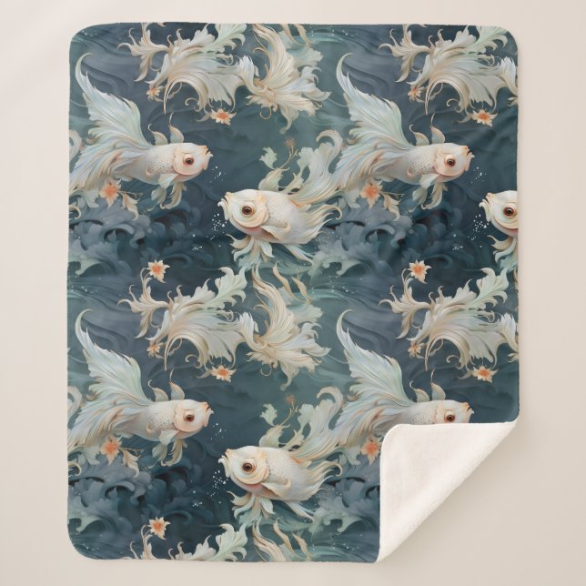 Betta Fish Blue White Sherpadecke (Vorderseite)