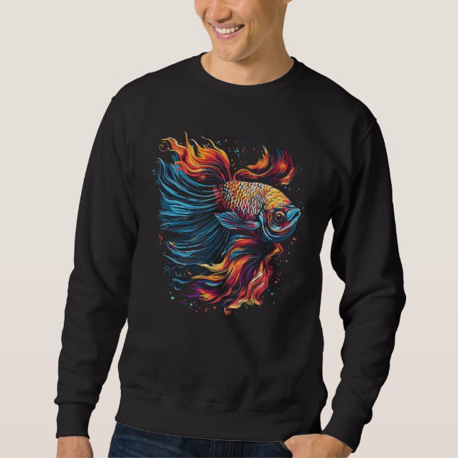 Betta Fish Cool Abstract Colorful Sweatshirt (Vorderseite)