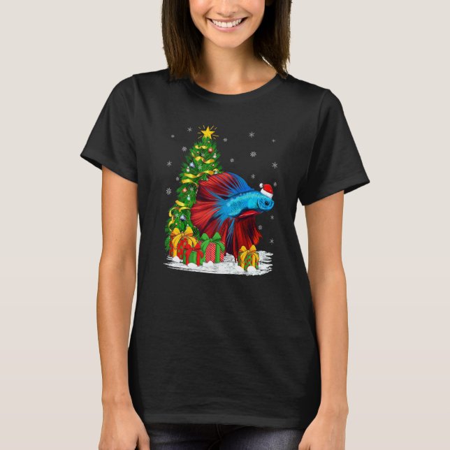 Betta Fish Lover Family Matching Weihnachtsmannmüt T-Shirt (Vorderseite)