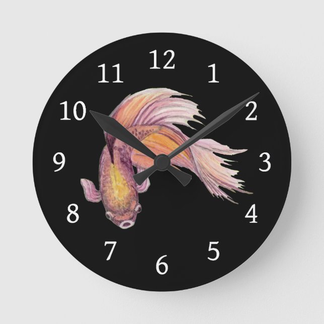 Betta Fish Round Clock Runde Wanduhr (Vorderseite)
