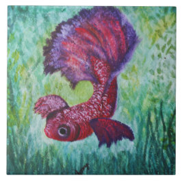 Betta fish watercolor contemporany art fliese
