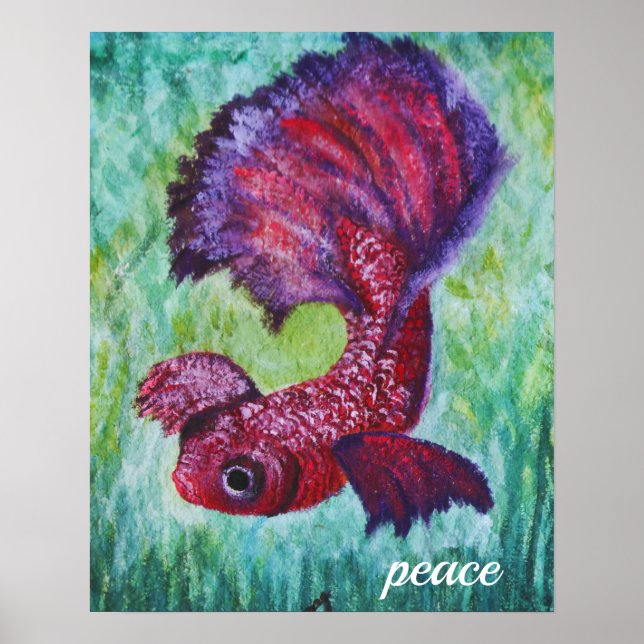 Betta fish watercolor contemporany art poster (Vorne)