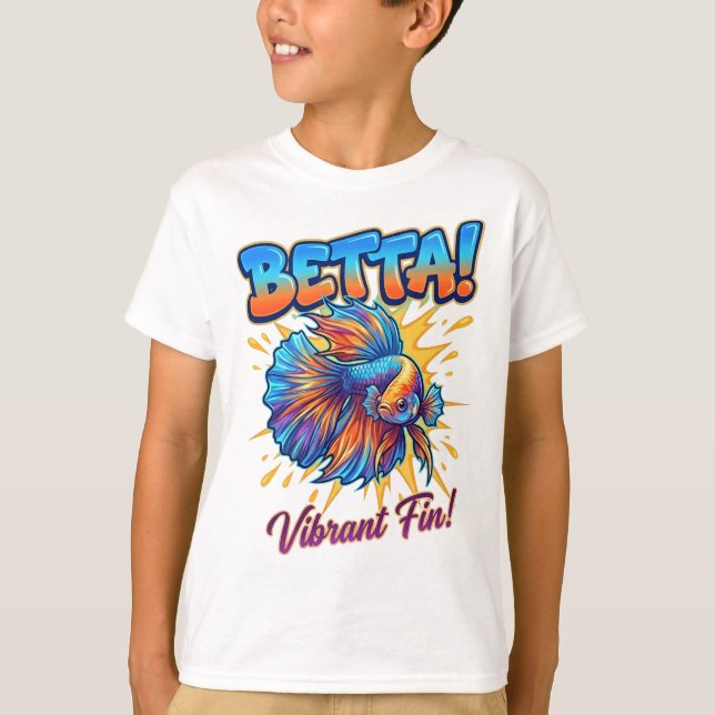 BETTA! Lebendiges Finnen Kinder T-Shirt – Farbiger (Vorderseite)