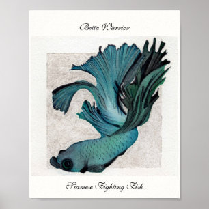 Betta Warrior Fish Original Aquarelldruck Poster