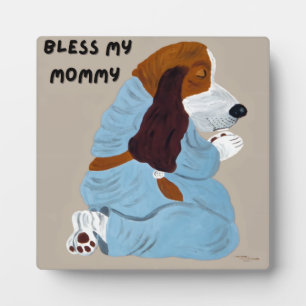 Bettender Basset Hound-Welpe, "Segne meine Mami" Fotoplatte