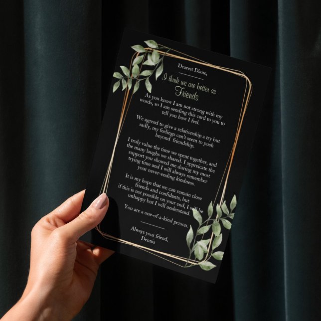 "Better As Friends Breakup Card" Ankündigung (When you know your relationship is better as friends, this is the breakup card for you.)