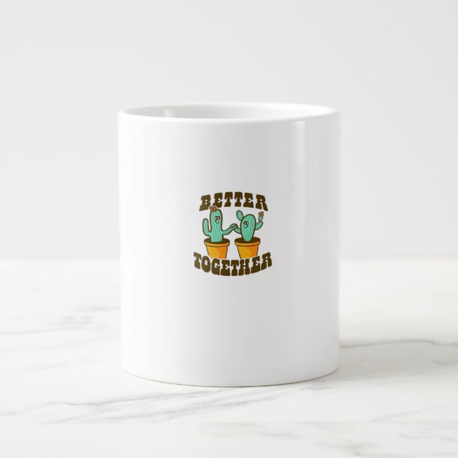 Better Together Cactuses Whimsical Style  Jumbo-Tasse (Vorderseite)