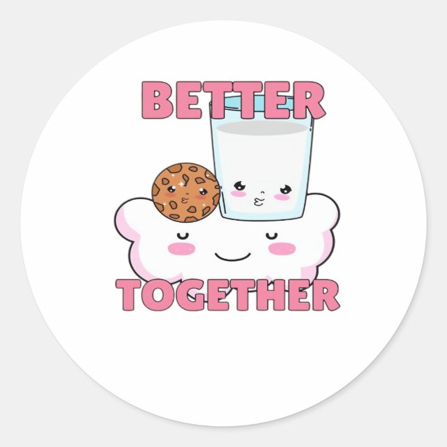 Better Together Chocolate Chip Cookie and Milk Pla Runder Aufkleber (Vorderseite)