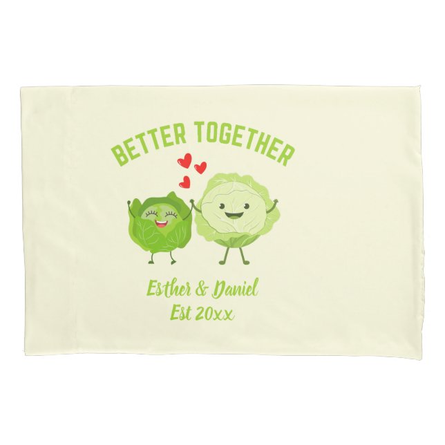 BETTER TOGETHER Cute Cabbage Valentine Couples Kissenbezug (Vorderseite)