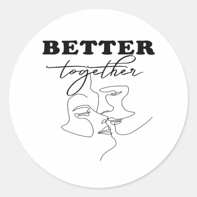 Better Together Kissing Romantic Design  Runder Aufkleber (Vorderseite)