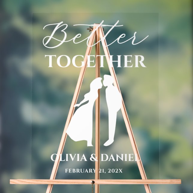 Better Together Minimal Script Wedding Welcome Acrylschild (Neutral)