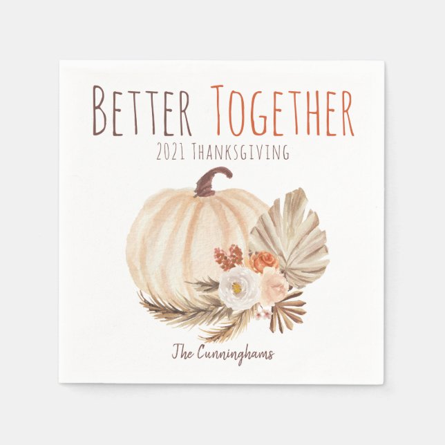 Better Together Pumpkin Erntedank Paper Napkin Serviette (Vorderseite)