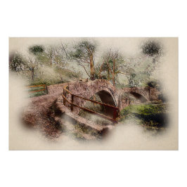 Bettlerbrücke Glaisdale - Atmosphärisches Yorkshir Poster