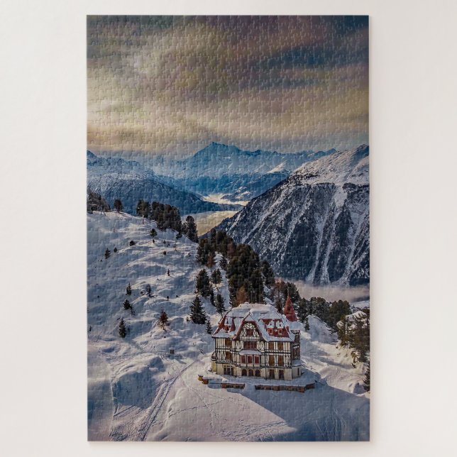 Bettmeralp, Schweiz unter einem winterlichen Himme Puzzle (Vertikal)