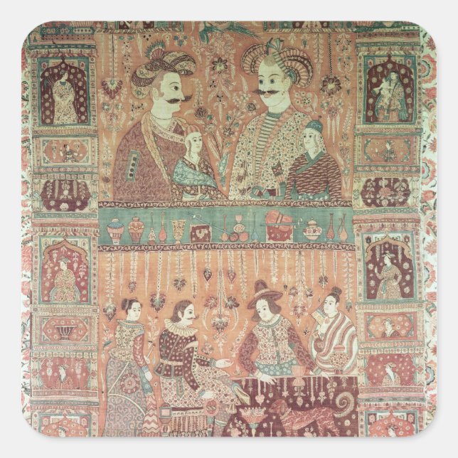 Bettüberwurf mit einheimischen Potentaten Quadratischer Aufkleber (Vorderseite)