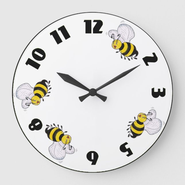 Betty Bees and Busy Bees Green Round Wall Clock Große Wanduhr (Vorderseite)