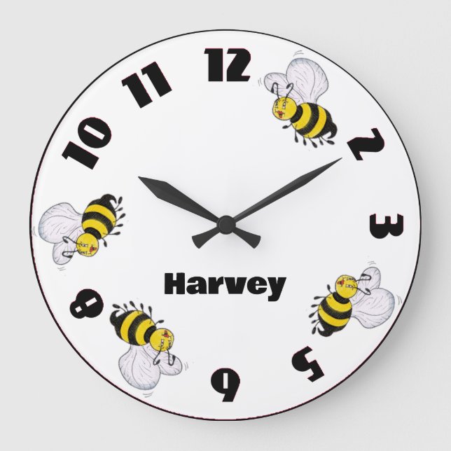 Betty Bees and Busy Bees Round Wall Clock Große Wanduhr (Vorderseite)