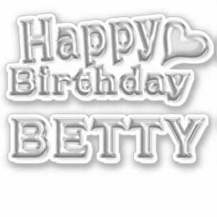 Betty Happy Birthday silver Aufkleber Sticker