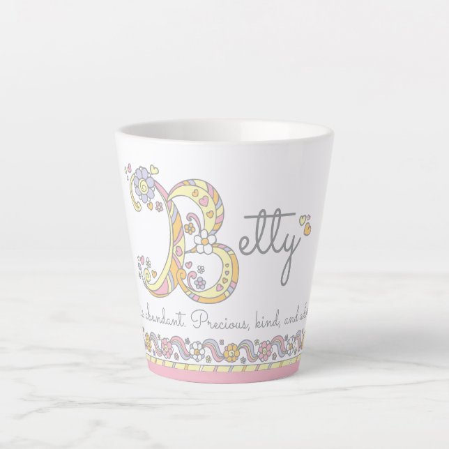 Betty Letter B Name bedeutet Monogramm Milchtasse (Vorderseite)
