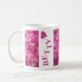"Betty" Pink Hydrangea Blumenbriefe & Niedliches H Kaffeetasse
