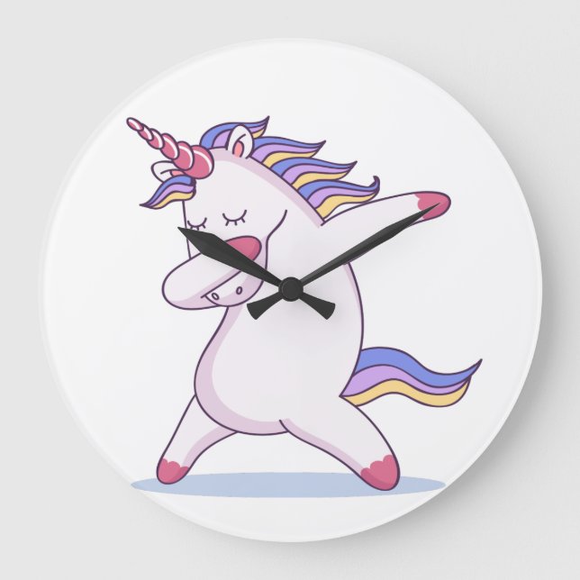 Betupfende Einhorn-Wanduhr Große Wanduhr (Vorderseite)