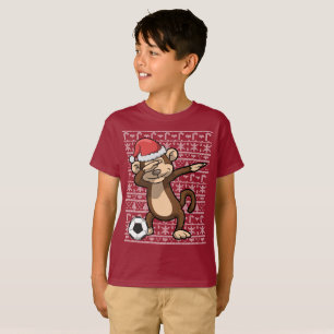 Betupfendes Fußball-Affe-Weihnachten T-Shirt