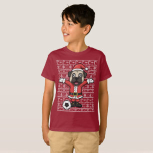 Betupfendes Fußball-Sankt-Mops-Weihnachten T-Shirt