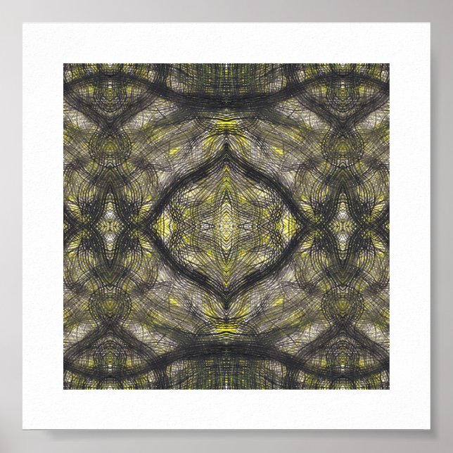 Betwixt Abstract Dark Yellow Black Watercolor Art Poster (Vorne)