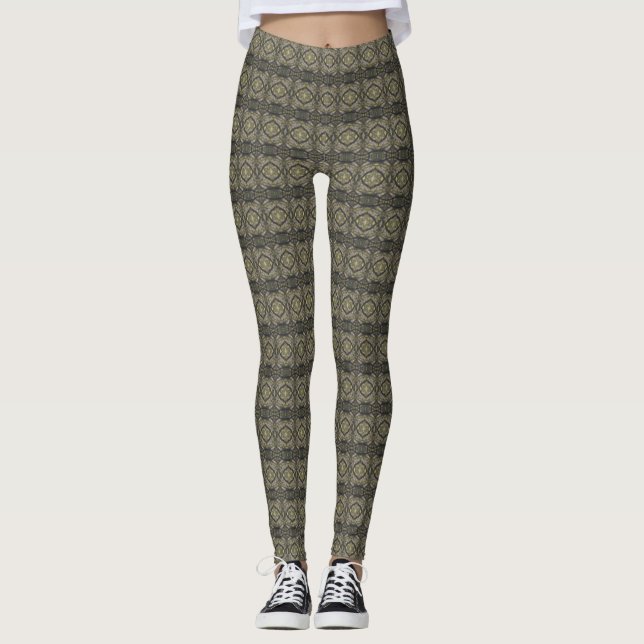 Betwixt Abstract Dark Yellow Watercolor Art Leggings (Vorderseite)