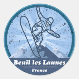 Beuil Les Launes Snowboard Runder Aufkleber