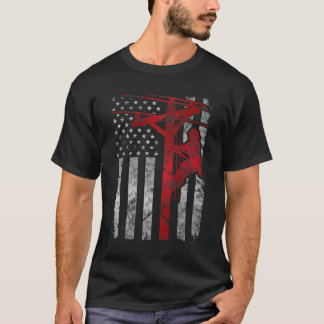Beunruhigend Patriotic Electric Cable Lineman T-Shirt