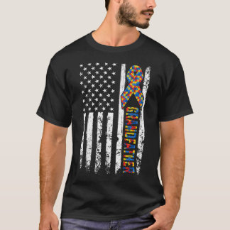 Beunruhigende US-Flagge Autismus Großvater Bewusst T-Shirt